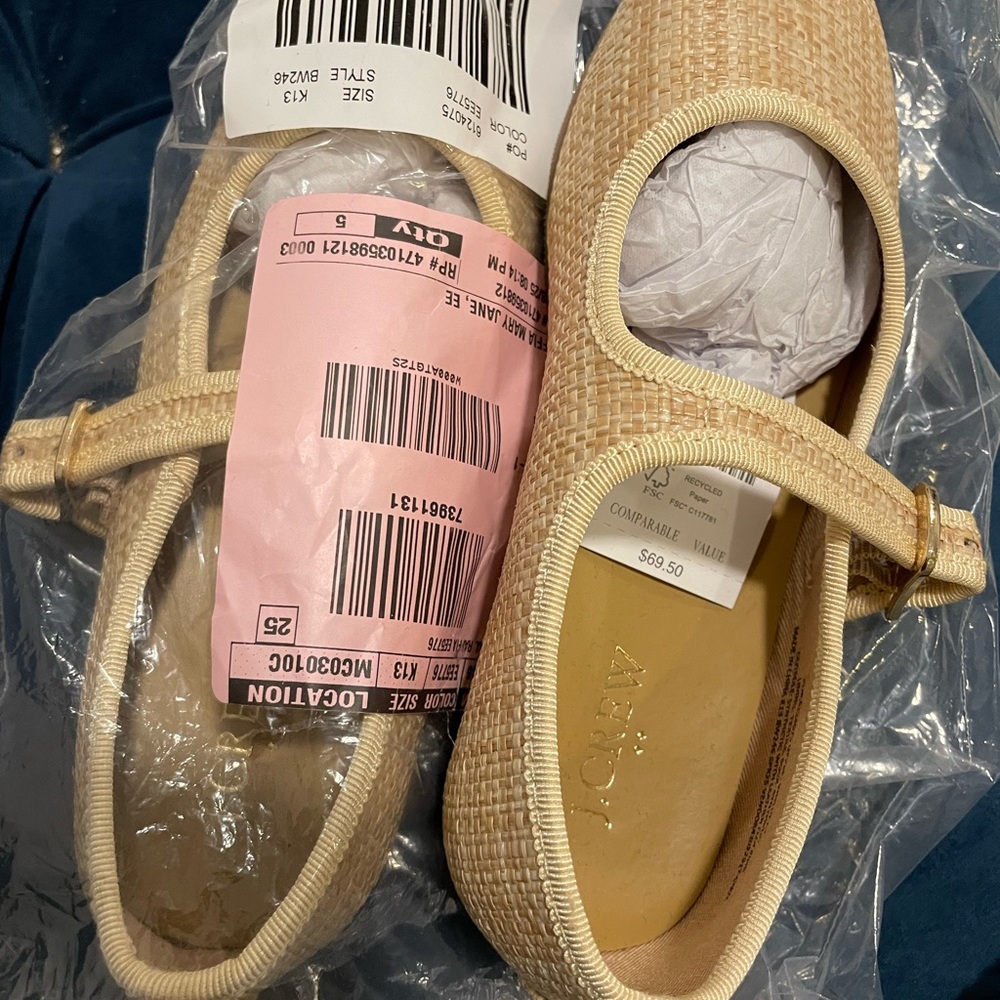 J. Crew Girls Cream Mary Jane Flats